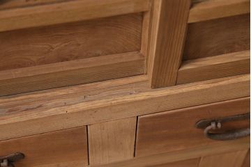 アンティーク家具　ストリップド(剥離)　組子がおしゃれな和風の戸棚(収納棚、水屋箪笥)(R-045853)