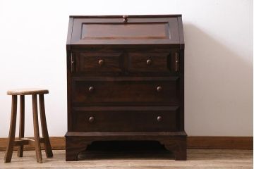 ビンテージ家具　松本民芸家具　#33A型　コンパクトなライティングビューロー(机、在宅ワーク、在宅用デスク)(定価約29万円)(R-045858)