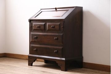 ビンテージ家具　松本民芸家具　#33A型　コンパクトなライティングビューロー(机、在宅ワーク、在宅用デスク)(定価約29万円)(R-045858)