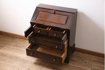 ビンテージ家具　松本民芸家具　#33A型　コンパクトなライティングビューロー(机、在宅ワーク、在宅用デスク)(定価約29万円)(R-045858)