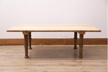 アンティーク家具　昭和初期　ストリップド(剥離)　ナチュラルインテリアにおすすめのローテーブル(センターテーブル)(R-045860)