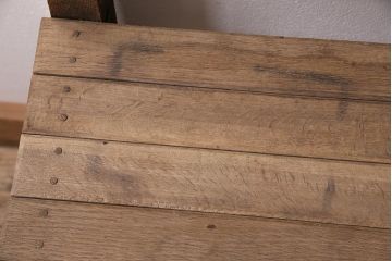 アンティーク家具　昭和初期　ストリップド(剥離)　カシ材　懐かしさ感じるスクールチェア(木製チェア、椅子、板座チェア)(R-045911)