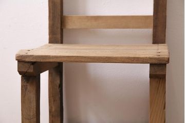 アンティーク家具　昭和初期　ストリップド(剥離)　カシ材　懐かしさ感じるスクールチェア(木製チェア、椅子、板座チェア)(R-045911)