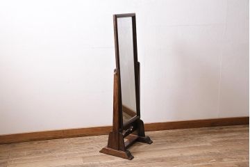 中古　松本民芸家具　透かし彫りが上品なB型姿見(定価約10万円)(鏡、ミラー)(R-045913)