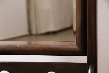 中古　松本民芸家具　透かし彫りが上品なB型姿見(定価約10万円)(鏡、ミラー)(R-045913)