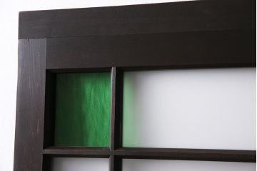 アンティーク建具　大正ロマン　色ガラスがおしゃれな木製ドア(ガラス扉)(R-045914)