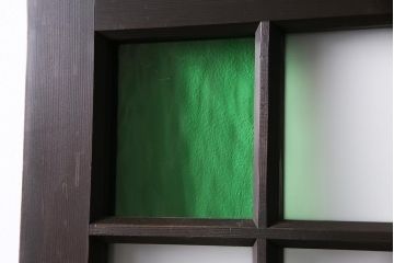 アンティーク建具　大正ロマン　色ガラスがおしゃれな木製ドア(ガラス扉)(R-045914)