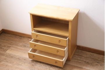 中古　IDC大塚家具　杜シリーズ　ナラ材　木の風合いを活かしたデザインが魅力の電話台(サイドチェスト、引き出し、収納棚)(R-045917)