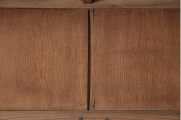 アンティーク家具　昭和初期　ストリップド(剥離)　ケヤキ材・ヒノキ材　天枠付きの薄型ガラスケース(ショーケース、陳列棚)(R-045919)