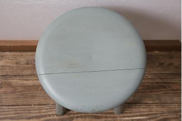 アンティーク家具　昭和初期　シャビーな風合いのペイントスツール(木製チェア、丸椅子)(R-045921)