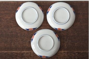 江戸期　古伊万里　花鳥図　色絵小皿3枚セット(R-045936)
