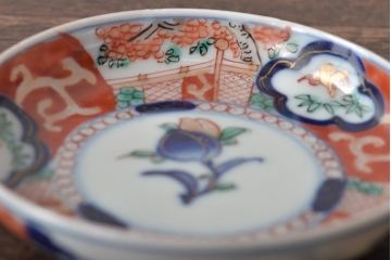 江戸期　古伊万里　花鳥図　色絵小皿3枚セット(R-045936)