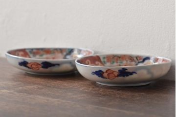 江戸期　古伊万里　花鳥図　色絵小皿2枚セット(R-045937)