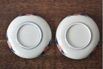 江戸期　古伊万里　花鳥図　色絵小皿2枚セット(R-045937)