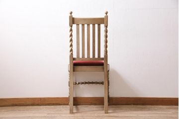 アンティーク家具　イギリスアンティーク　ストリップド(剥離)　オーク材　凝った意匠のダイニングチェア(椅子)(R-045944)