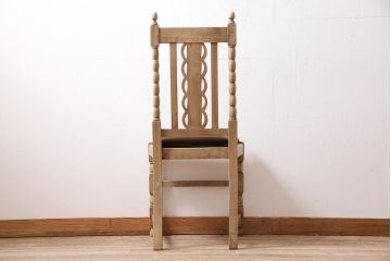 アンティーク家具　イギリスアンティーク　ストリップド(剥離)　オーク材　素朴な木味のダイニングチェア(椅子)(R-045949)
