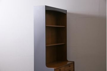 ヴィンテージ家具　北欧ビンテージ　ペイント　イギリス　nathan社(ネイサン)　チーク材　グレーのペイントが可愛らしいウォールユニット(キャビネット、棚)(R-045951)