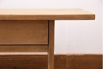 アンティーク家具　ストリップド(剥離)　ヒノキ材　白木の風合いが魅力の平机(文机)(R-045957)