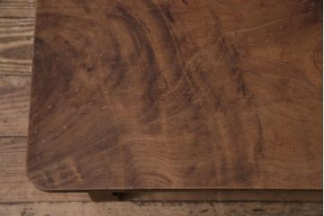 アンティーク家具　ストリップド(剥離)　総ケヤキ材　杢目が美しい平机(座机)(R-045958)