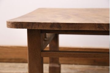アンティーク家具　ストリップド(剥離)　総ケヤキ材　杢目が美しい平机(座机)(R-045958)