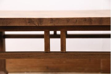 アンティーク家具　ストリップド(剥離)　総ケヤキ材　杢目が美しい平机(座机)(R-045958)