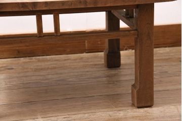 アンティーク家具　ストリップド(剥離)　総ケヤキ材　杢目が美しい平机(座机)(R-045958)
