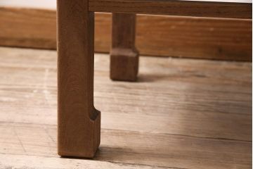 アンティーク家具　ストリップド(剥離)　総ケヤキ材　杢目が美しい平机(座机)(R-045958)