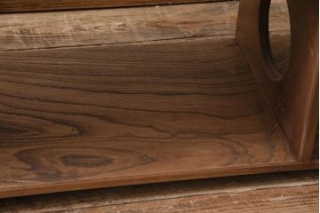アンティーク家具　総ケヤキ材　味のあるシンプルな飾り棚(飾棚)(R-045959)