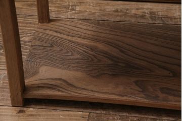 アンティーク家具　総ケヤキ材　味のあるシンプルな飾り棚(飾棚)(R-045959)