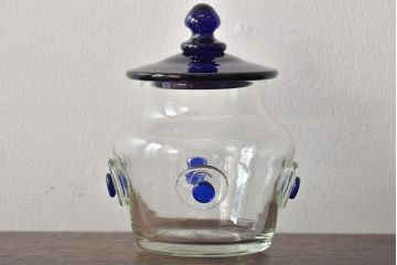 船木倭帆(Shizu)　蓋物(キャンディーポット、ガラス、作家物、吹きガラス)(R-045960)