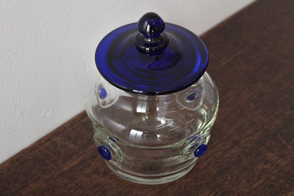 船木倭帆(Shizu)　蓋物(キャンディーポット、ガラス、作家物、吹きガラス)(R-045960)