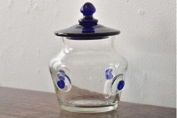 船木倭帆(Shizu)　蓋物(キャンディーポット、ガラス、作家物、吹きガラス)(R-045960)