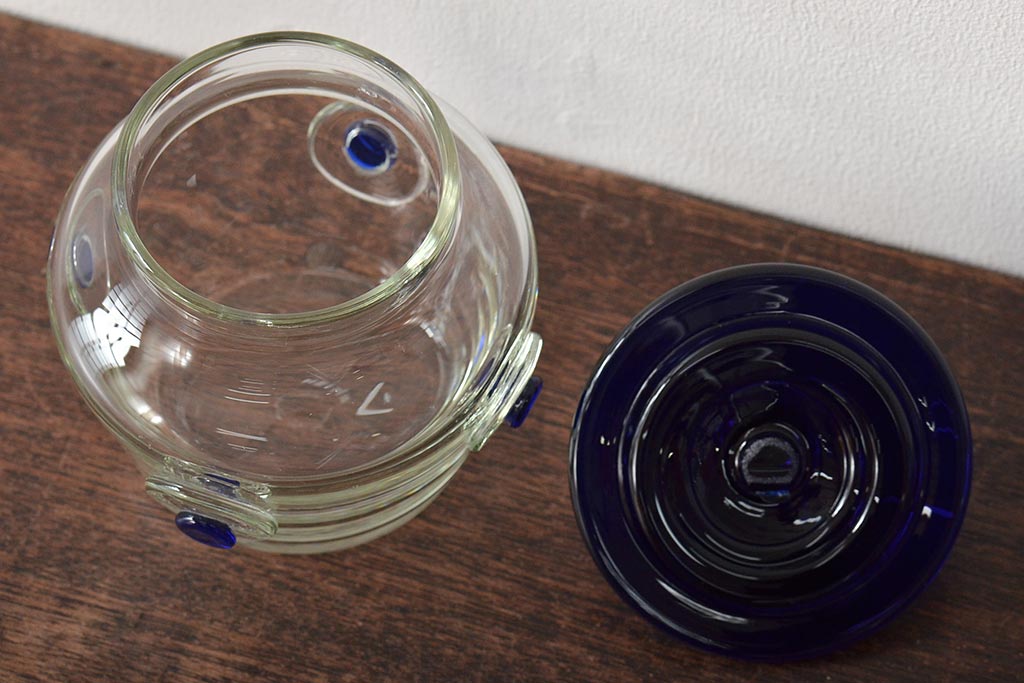 船木倭帆(Shizu)　蓋物(キャンディーポット、ガラス、作家物、吹きガラス)(R-045960)