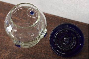 船木倭帆(Shizu)　蓋物(キャンディーポット、ガラス、作家物、吹きガラス)(R-045960)