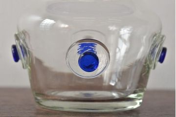 船木倭帆(Shizu)　蓋物(キャンディーポット、ガラス、作家物、吹きガラス)(R-045960)