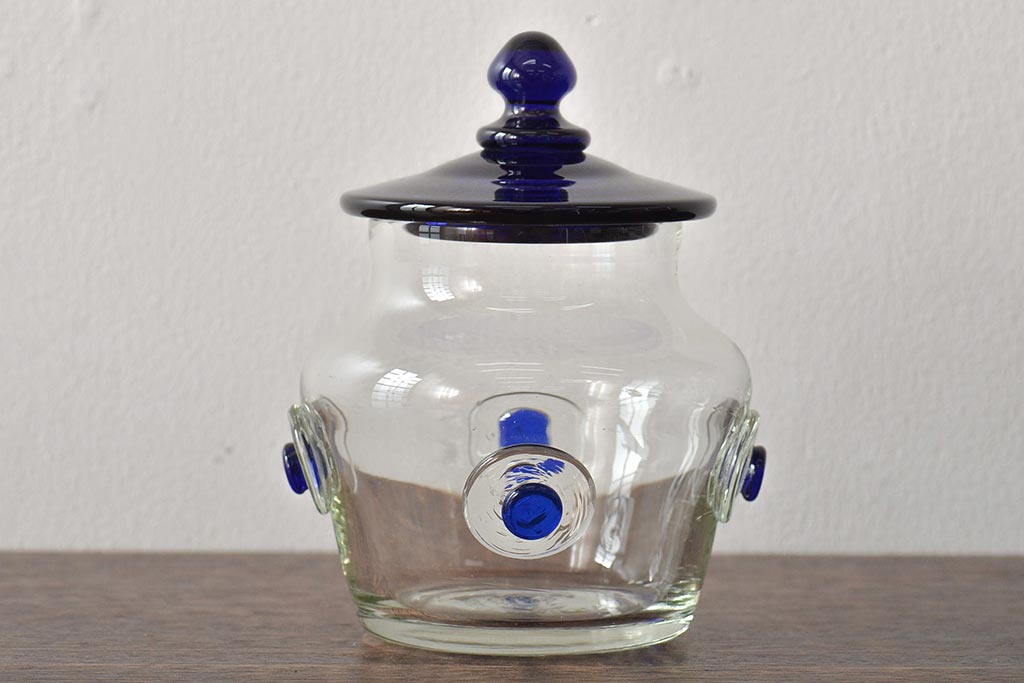 船木倭帆(Shizu)　蓋物(キャンディーポット、ガラス、作家物、吹きガラス)(R-045960)