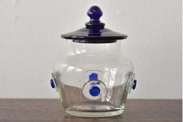 船木倭帆(Shizu)　蓋物(キャンディーポット、ガラス、作家物、吹きガラス)(R-045960)