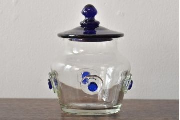 船木倭帆(Shizu)　蓋物(キャンディーポット、ガラス、作家物、吹きガラス)(R-045960)