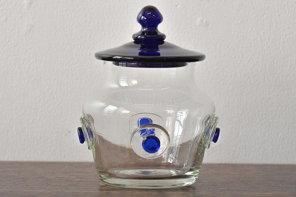 船木倭帆(Shizu)　蓋物(キャンディーポット、ガラス、作家物、吹きガラス)(R-045960)