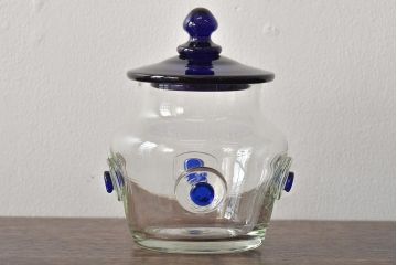 船木倭帆(Shizu)　蓋物(キャンディーポット、ガラス、作家物、吹きガラス)(R-045960)