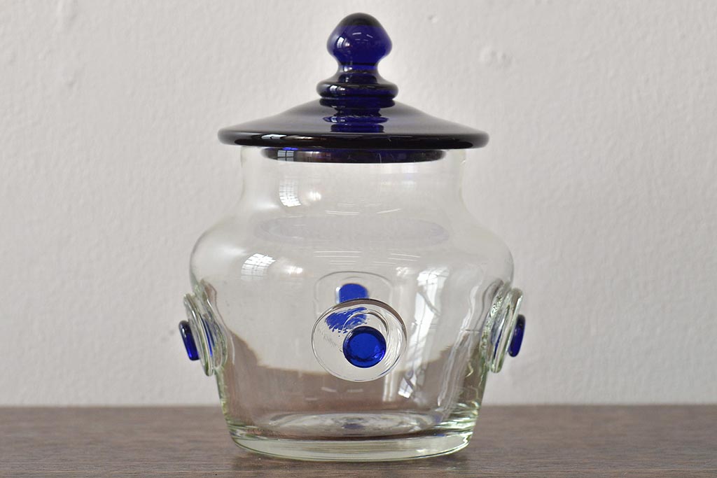 船木倭帆(Shizu)　蓋物(キャンディーポット、ガラス、作家物、吹きガラス)(R-045960)