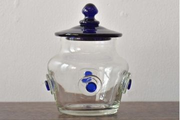 船木倭帆(Shizu)　蓋物(キャンディーポット、ガラス、作家物、吹きガラス)(R-045960)