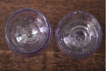 フランス　La　Verrerie　de　Biot　ワイングラス2客(吹きガラス)(R-045961)