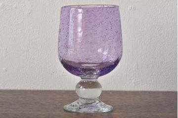 フランス　La　Verrerie　de　Biot　ワイングラス2客(吹きガラス)(R-045961)