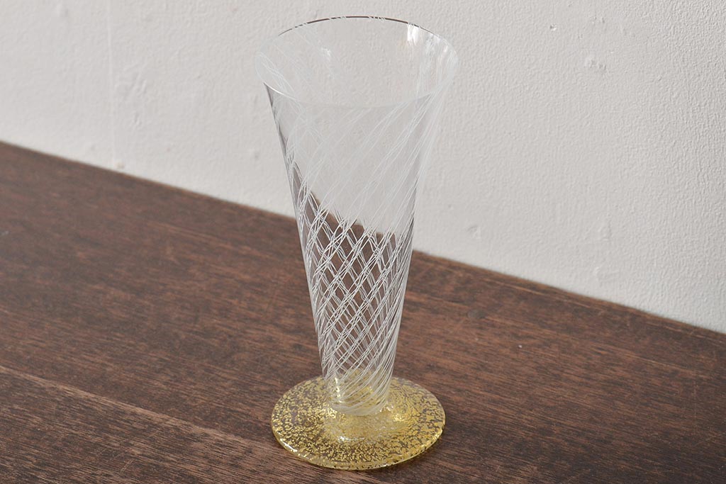 ベネチアンガラス　金箔レースグラス(シャンパン、ワイン)(R-045965)