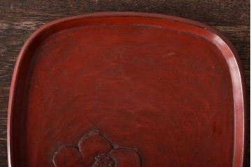 鎌倉彫木製銘々皿8枚　大阪屋軽井沢彫トレー(長皿、在銘)(R-045966)