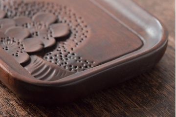 鎌倉彫木製銘々皿8枚　大阪屋軽井沢彫トレー(長皿、在銘)(R-045966)