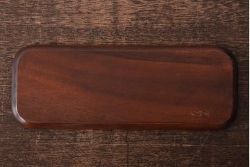 鎌倉彫木製銘々皿8枚　大阪屋軽井沢彫トレー(長皿、在銘)(R-045966)