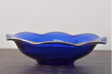 河上恭一郎　瑠璃色　小鉢片口など6点(ガラス食器)(R-045970)