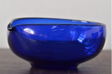 河上恭一郎　瑠璃色　小鉢片口など6点(ガラス食器)(R-045970)
